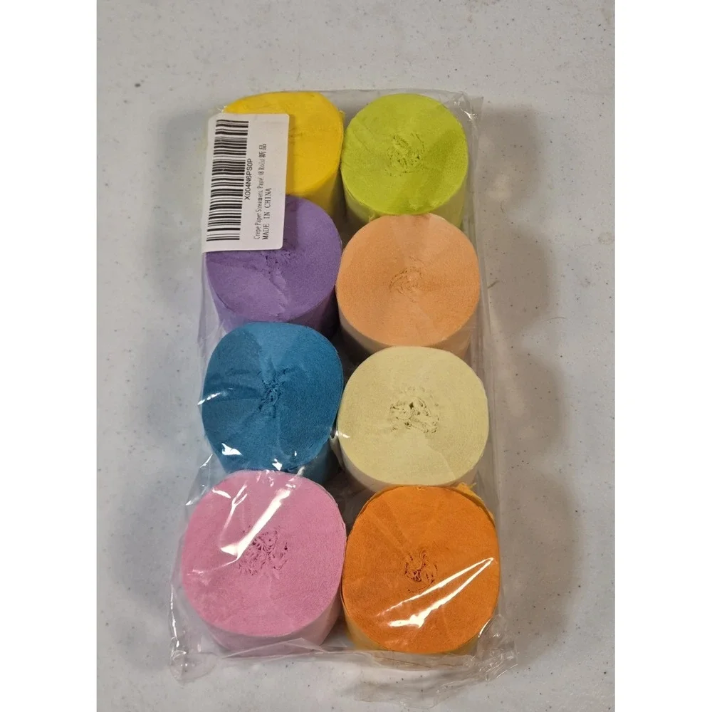 Crepe Paper Streamers 8 Rolls Pastel Colors Party Decorations 82ft Each New